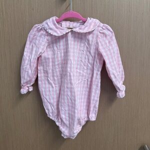 Beaufort Bonnet Pink + White Gingham Long Sleeve Bubble 6 - 12M